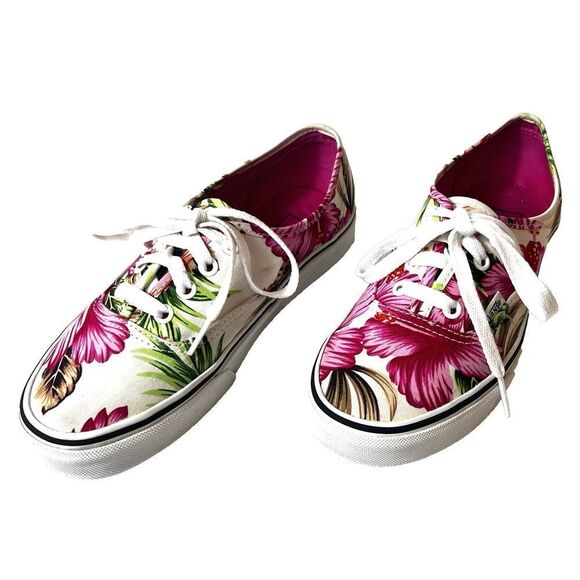 VANS Off The Wall Women's 7 Floral Tropical Print Canvas Sneaker Lace Up Low Top - Picture 3 of 11